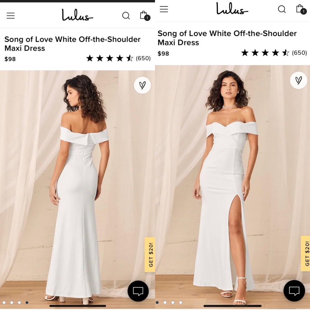 Off the shoulder, white dress from Lulu’s.